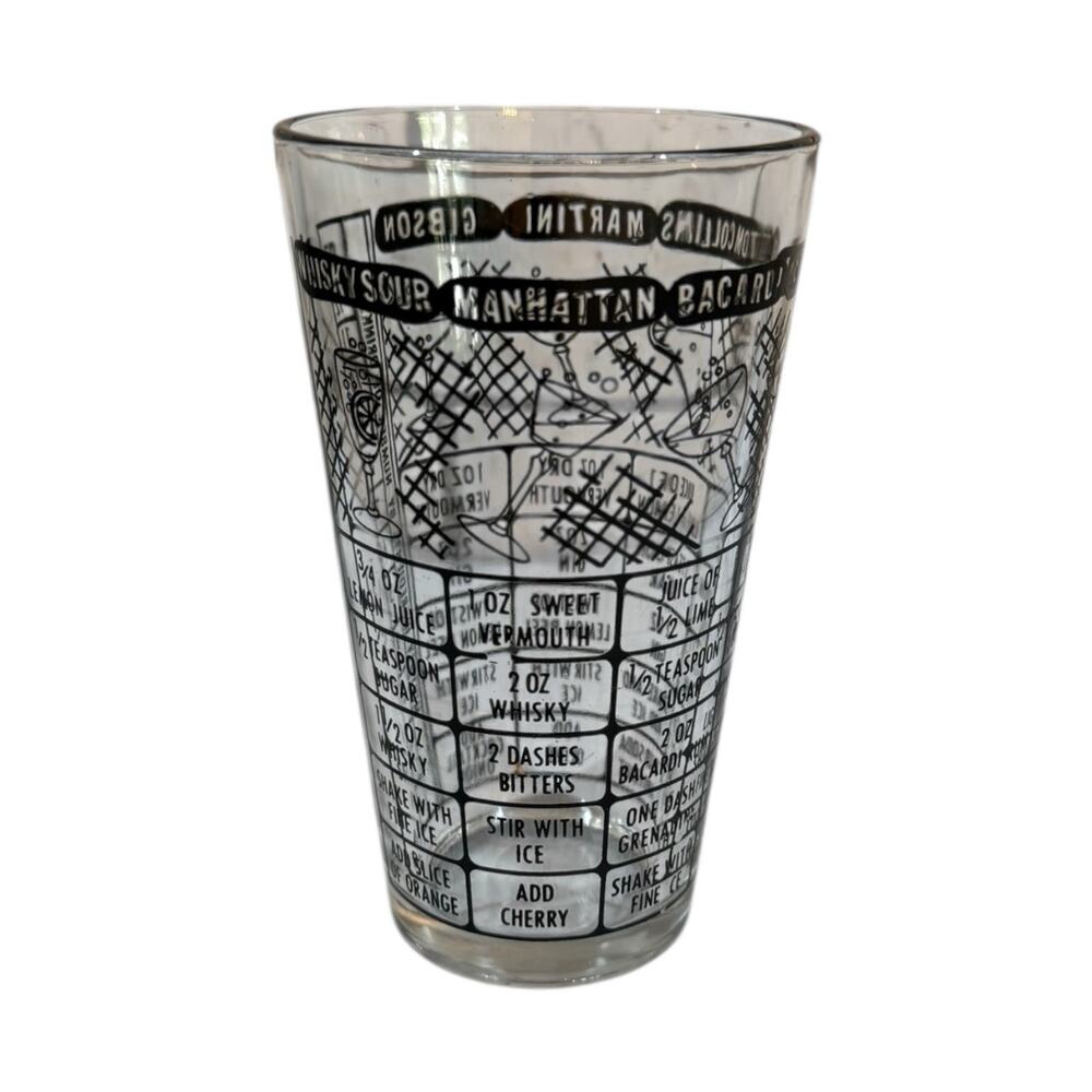 Bartender Recipe Cocktail Mixed Drink 50s MCM Retro Bar Glass Martin Sour EUC‎